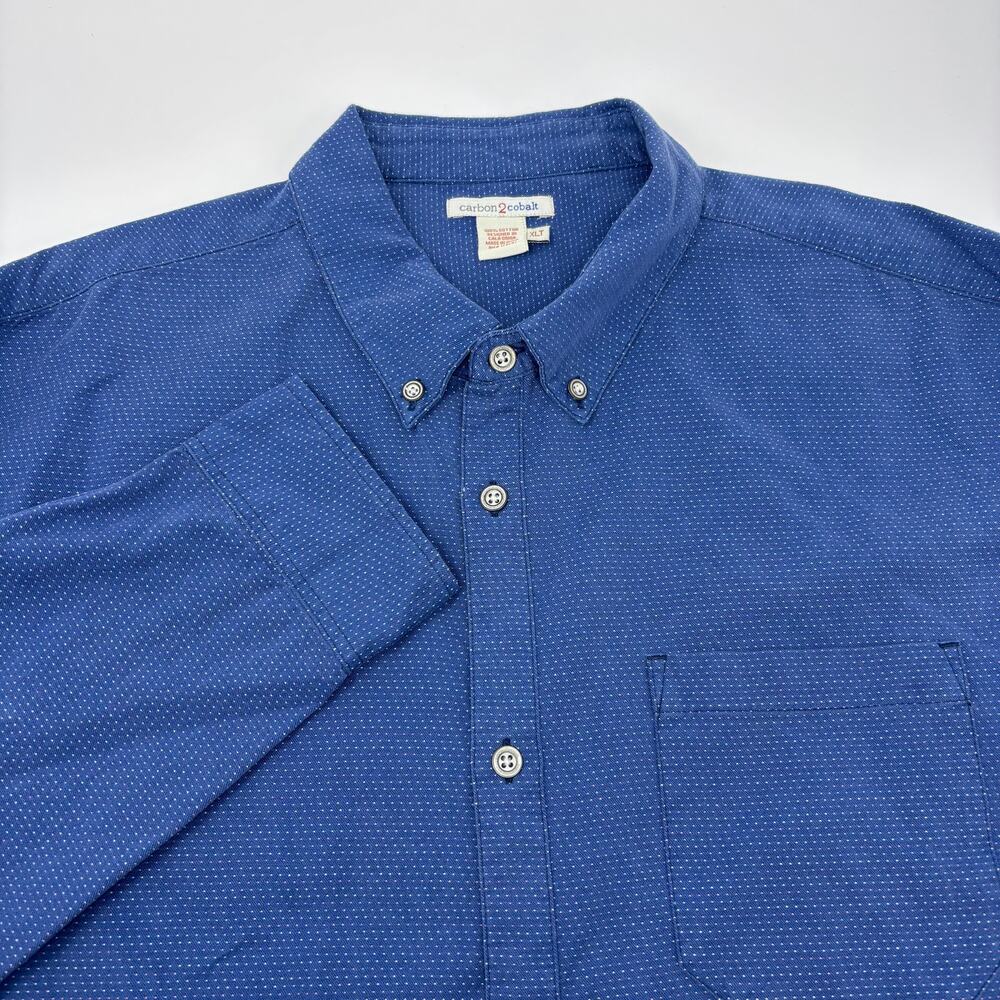 Carbon 2 Cobalt Mens XLT Blue Multicolor Spotted Long Sleeve Button Down Shirt‎